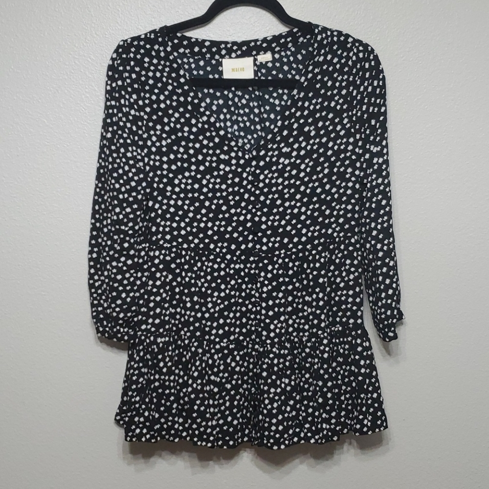 Maeve Blouse  Print 3/4 Sleeve Vnwck Boho-K36